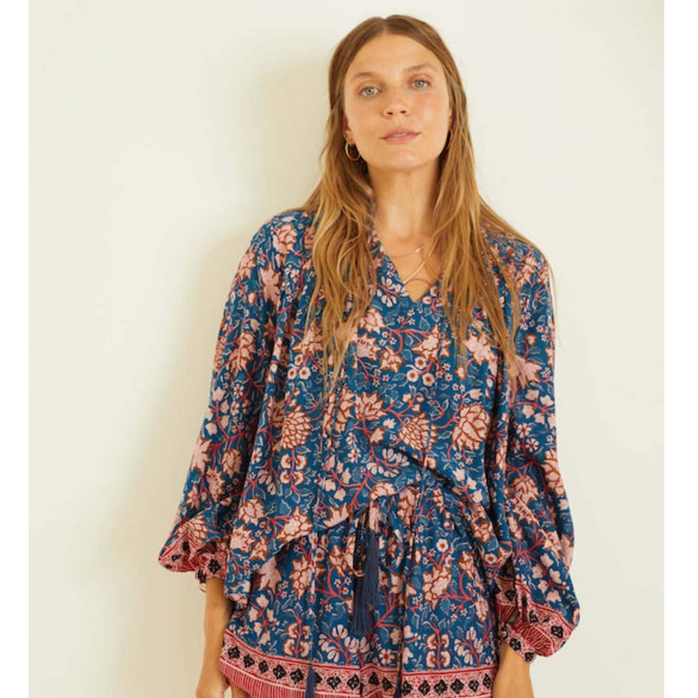 NAT BY NATALIE MARTIN NAVY FLORAL LIZZY TOP
